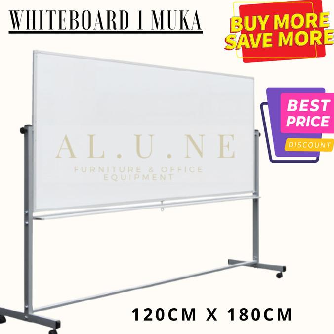 

Whiteboard Papan tulis 1 muka dengan kaki 120 x 180 cm Sakana