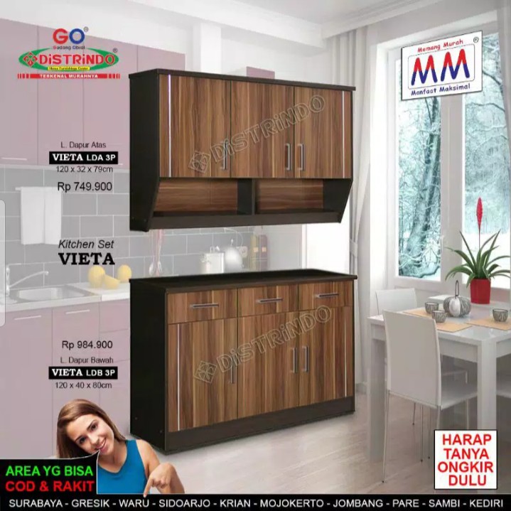 Lemari Dapur set 3 Pintu Atas Dan Bawah