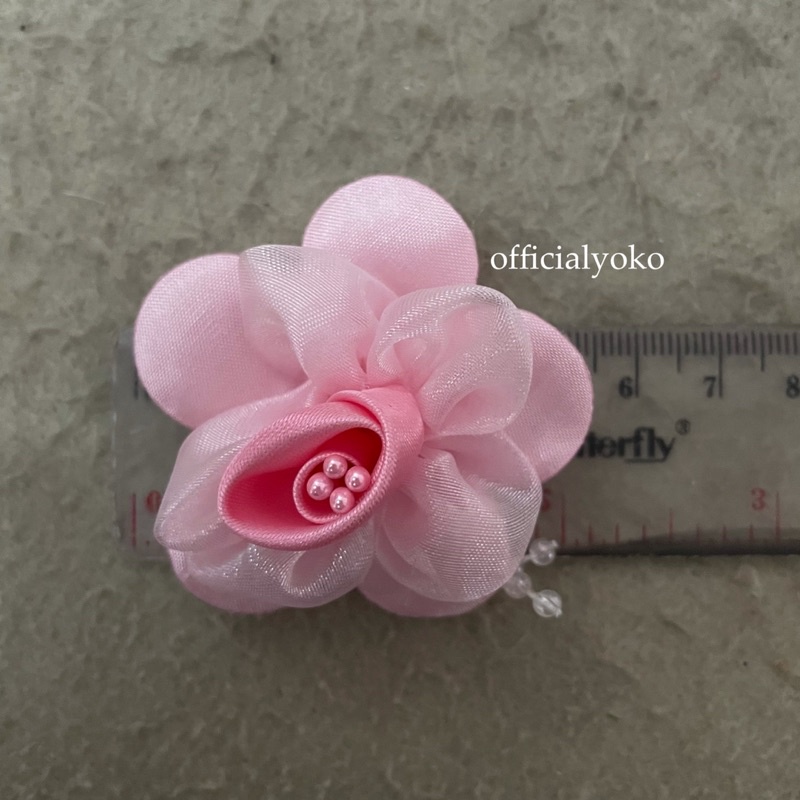 Pita Bunga Kain Satin Mutiara #1 (6pcs)