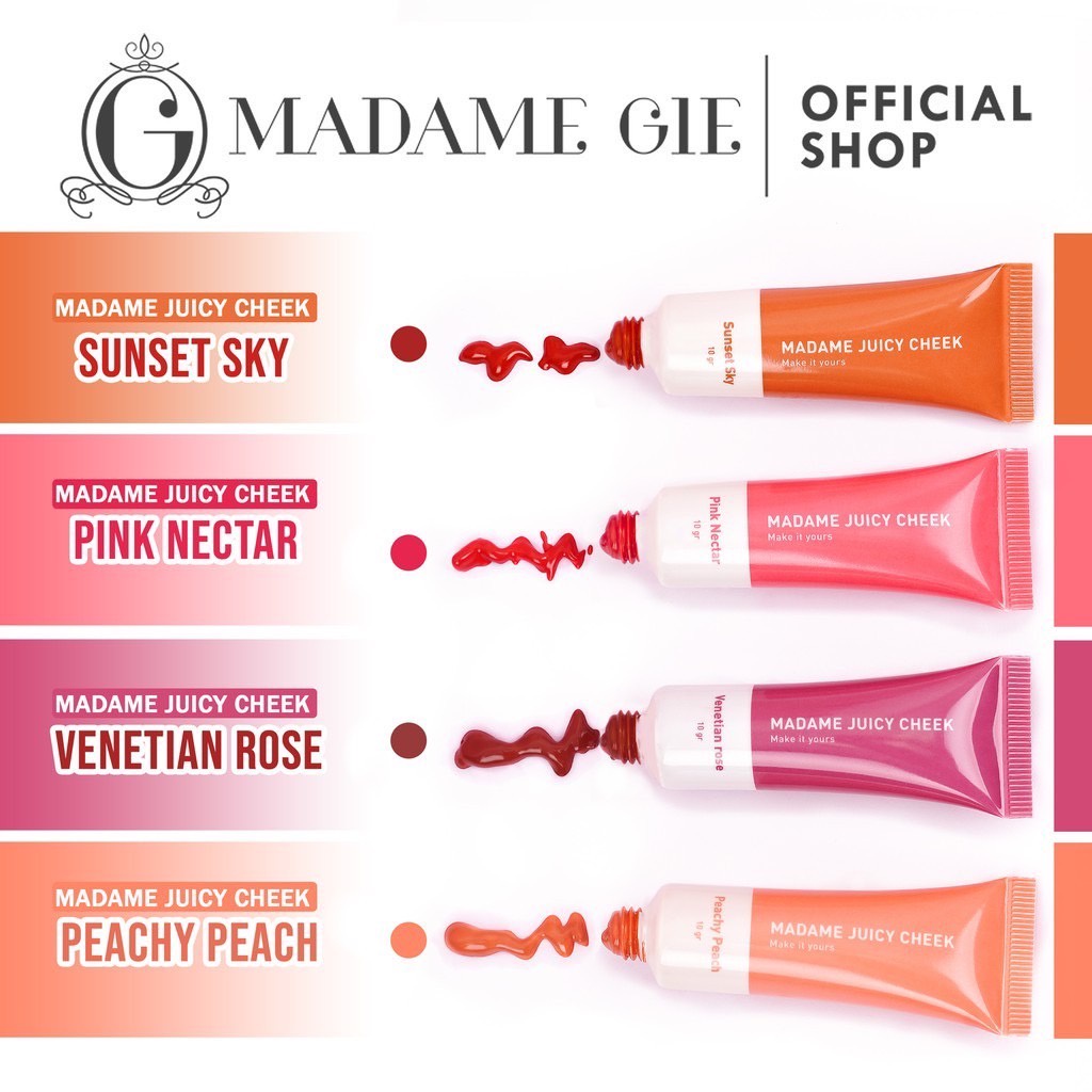 MADAME GIE Madame Juicy Cheek / Blush On / Lipstick / Eyeshadow