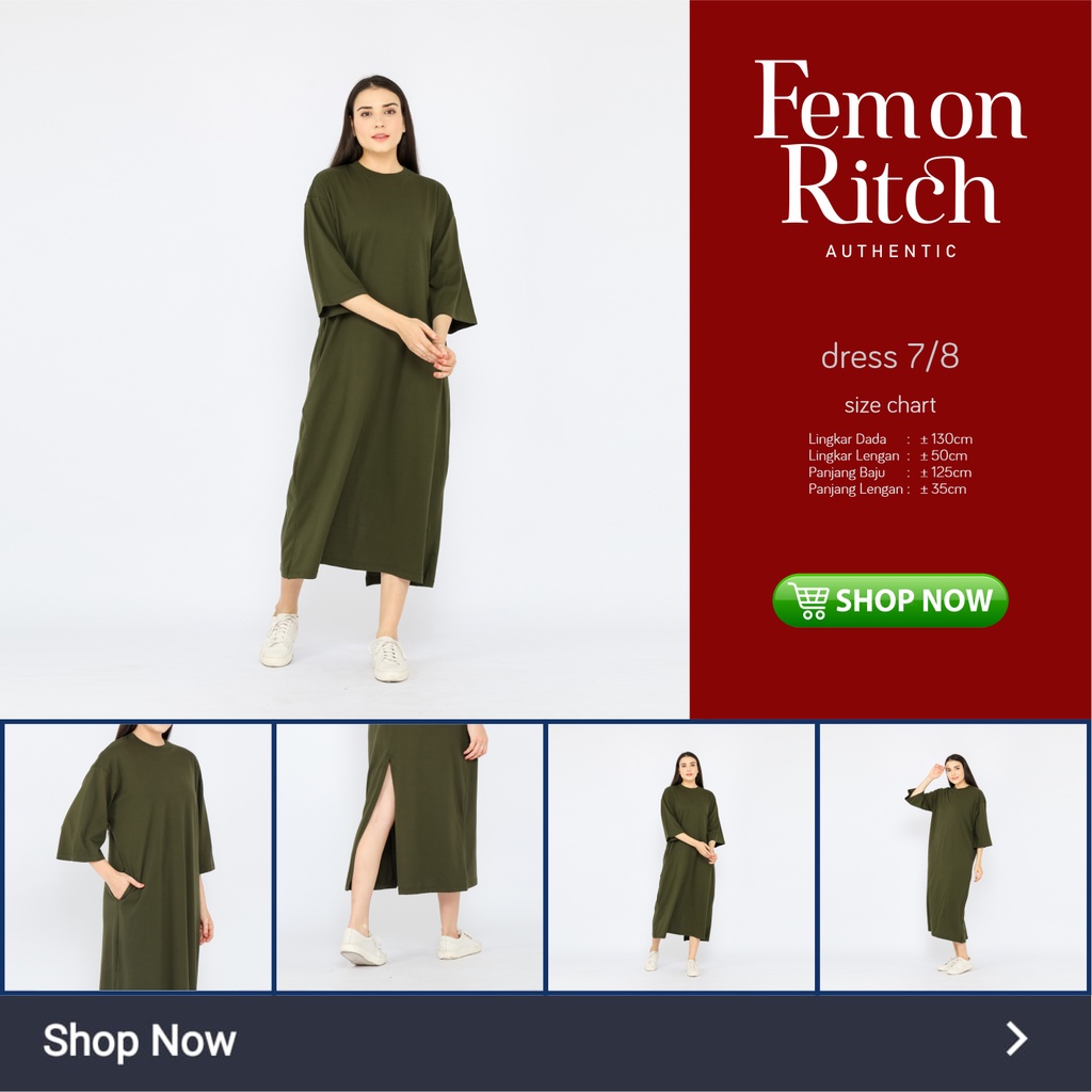 Atasan Dress Oversize Wanita Muslim 7/8 LD130 super comfy