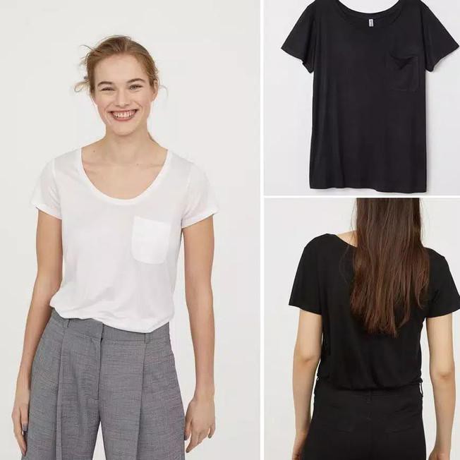 ⭐⭐ TERLARIS KAOS CEWEK PANJANG⭐⭐ H&M JERSEY TSHIRT WANITA - PUTIH, M ,KAOS LENGAN KAOS CEWE