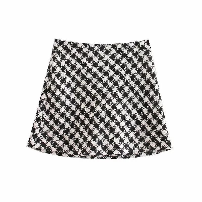 [baju wanita korea]  Rok Mini Skirt Kotak Tartan Hitam Putih Wanita Korea Import
