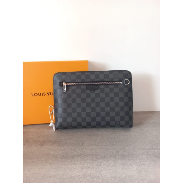 CLUTCH LV NEW POUCH DAMIER GRAPHITE CANVAS