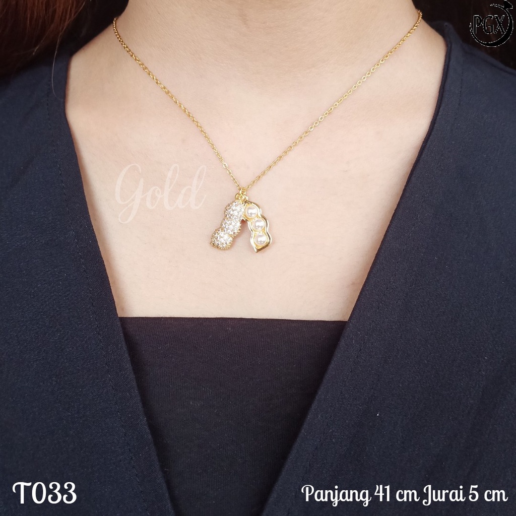 PGX Kalung Titanium Wanita Anti Karat Aksesoris Fashion Perhiasan Premium - T033