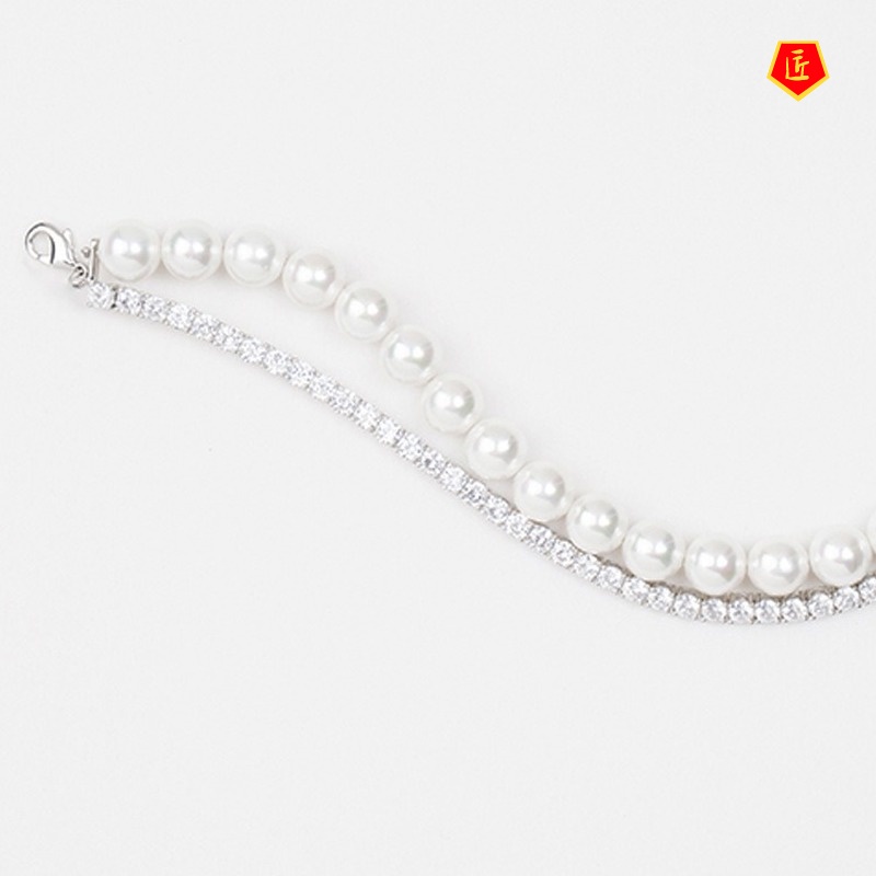 Pearl Necklace for Women Autumn and Winter New Full Diamond Light Luxury Necklace