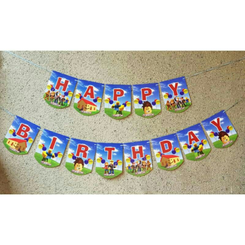 banner bunting garland flag happy birthday ulang tahun karakter roblox