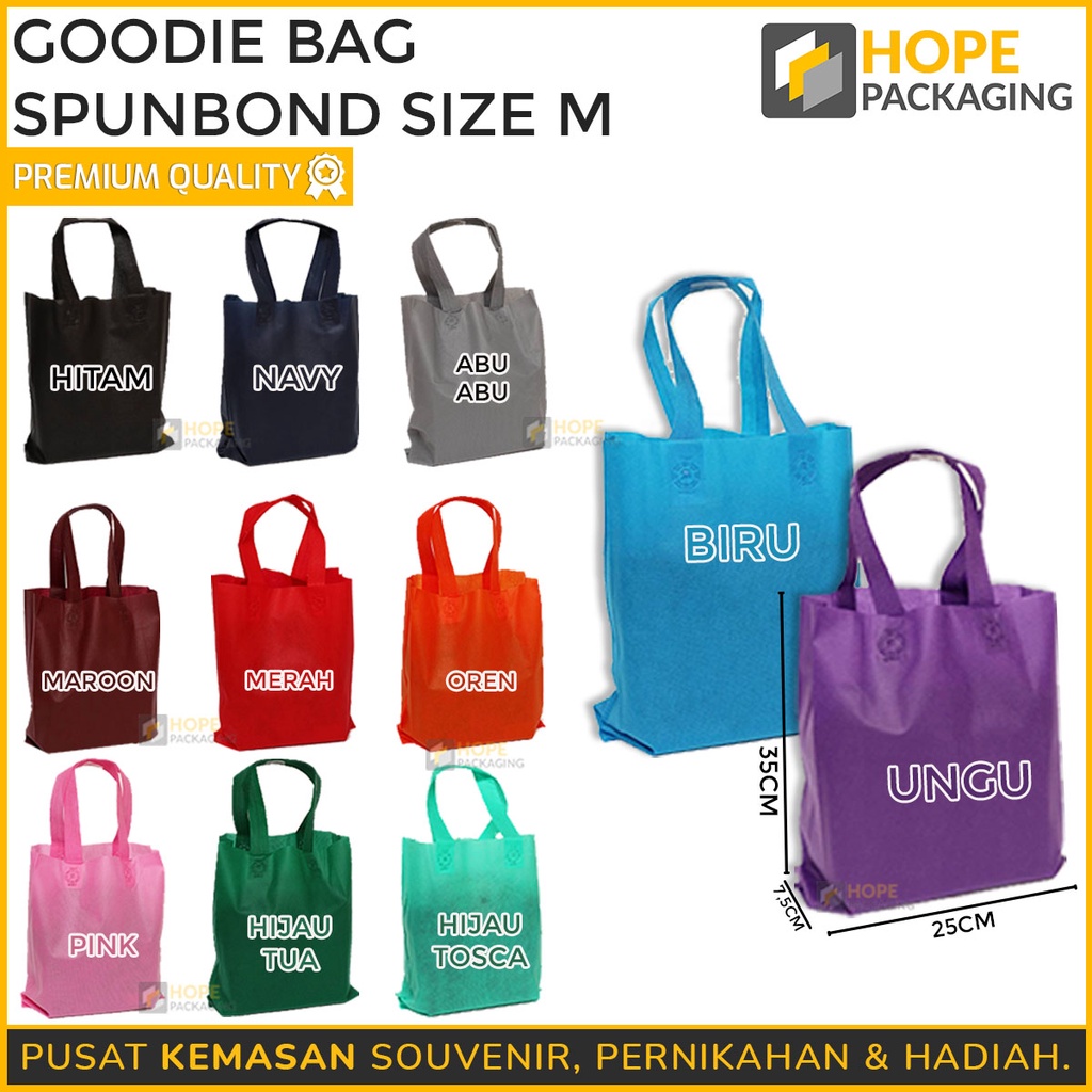 Tali Tas Kain Spunbond Goodie Bag Kantong Goody Polos Souvenir Event Murah Size M , L , XL Box AW Goodie bag polos