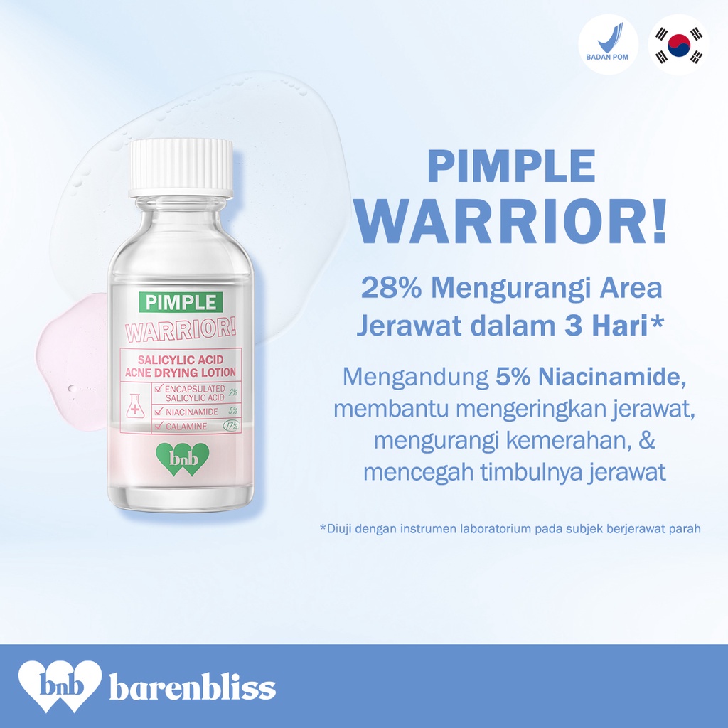 ★ BB ★ BNB Barenbliss Pimple Warrior! Salicylic Acid Acne Drying Lotion - Acne Spot Treatment Care