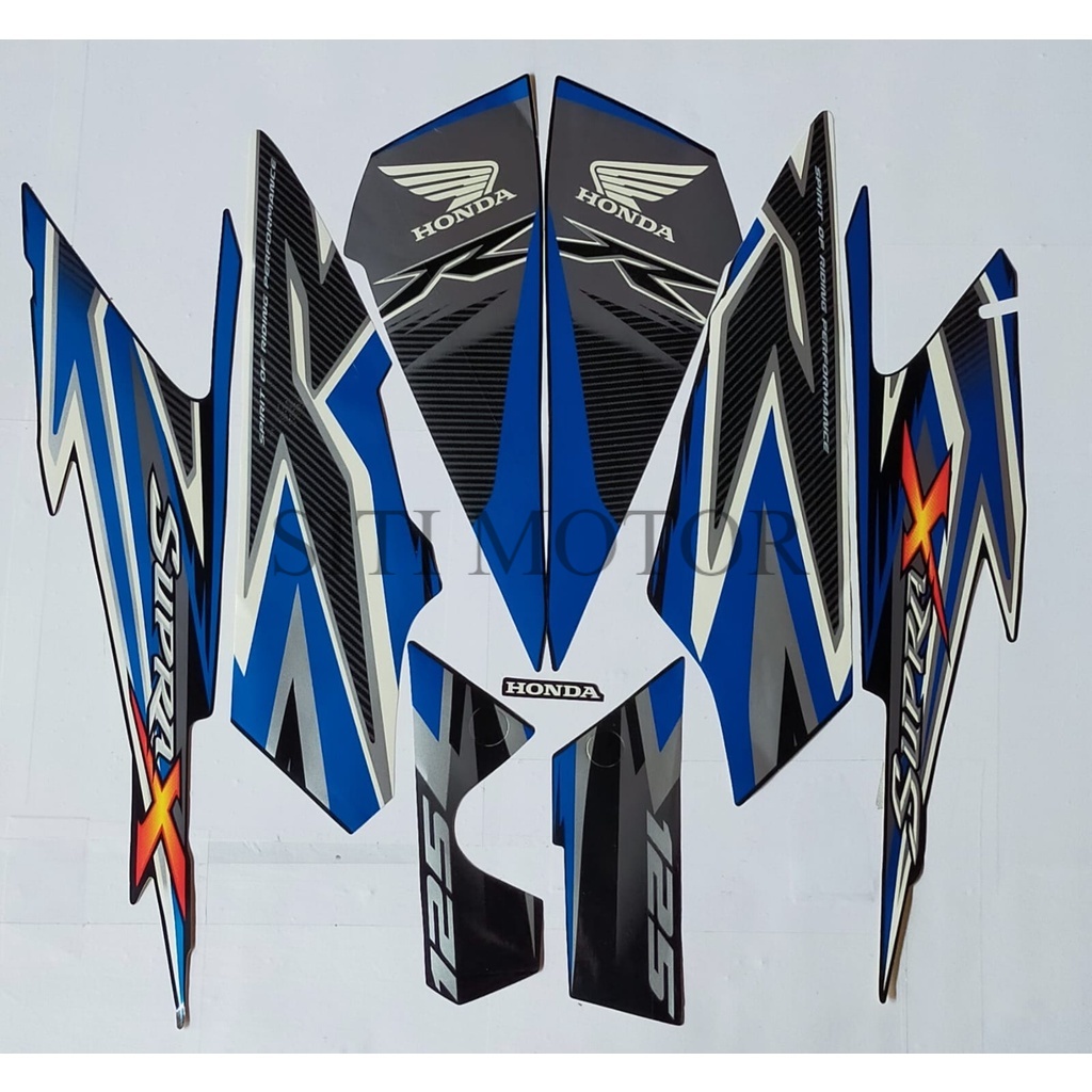 Termurah - stiker motor Supra X 125 R 2012 biru - striping Lis body motor Honda Supra X 125 2011 201