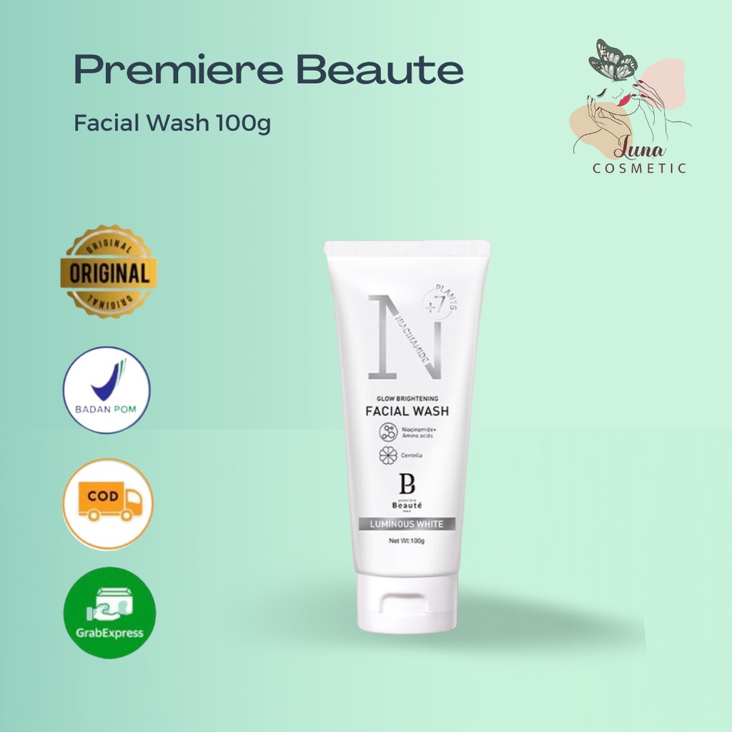 Premiere Beaute Facial Wash Face Wash Niacinamide Centella Luminous White Glow Brightening Facial Wash 100g BPOM