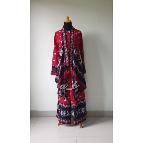 Setelan Jumputan-Outer Inner Celana Kulot Rok-Custom Made-Pre Order-Custom Size