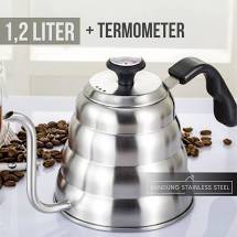 Teko Leher Angsa / Teko Peralatan Kopi, Teko Leher Angsa Thermometer / Coffee Pot With Thermo 1200ml