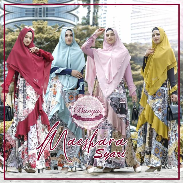 Maeshara syari by bungas/ori/baju gamis/gamis syari/hijab syari/ready