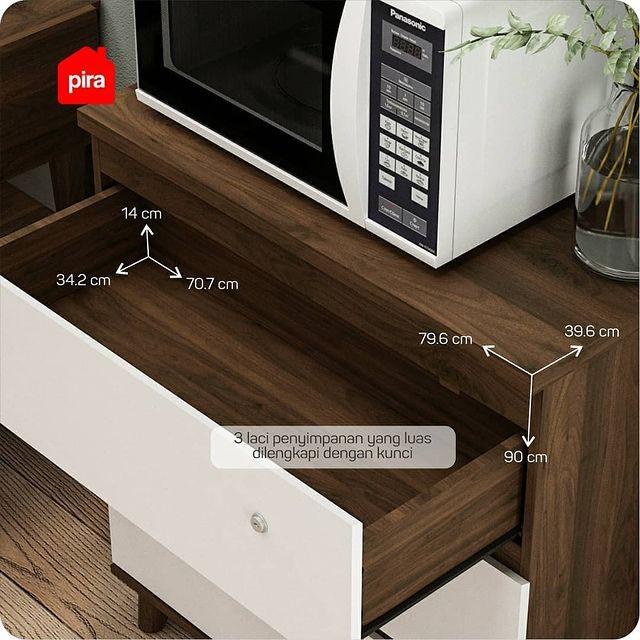 PIRA - OSLO CH3 Lemari Laci Kayu gelap - Putih Brown Walnut - White Best Seller