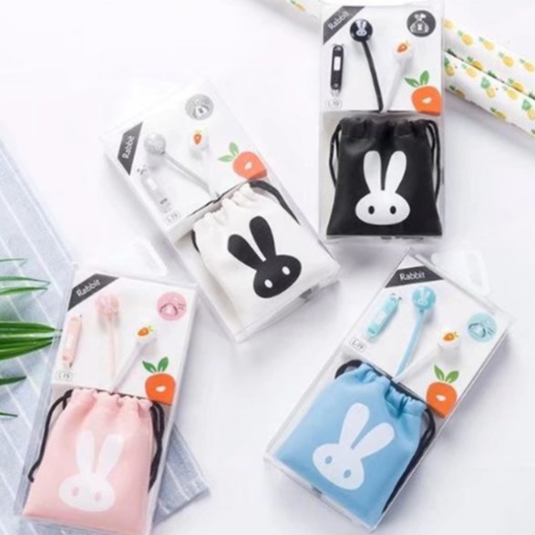 [L-19] / [L-24] Headset Earphone KELINCI Rabbit POUCH SERUT / Wadah Earphone Bulat KELINCI Lucu