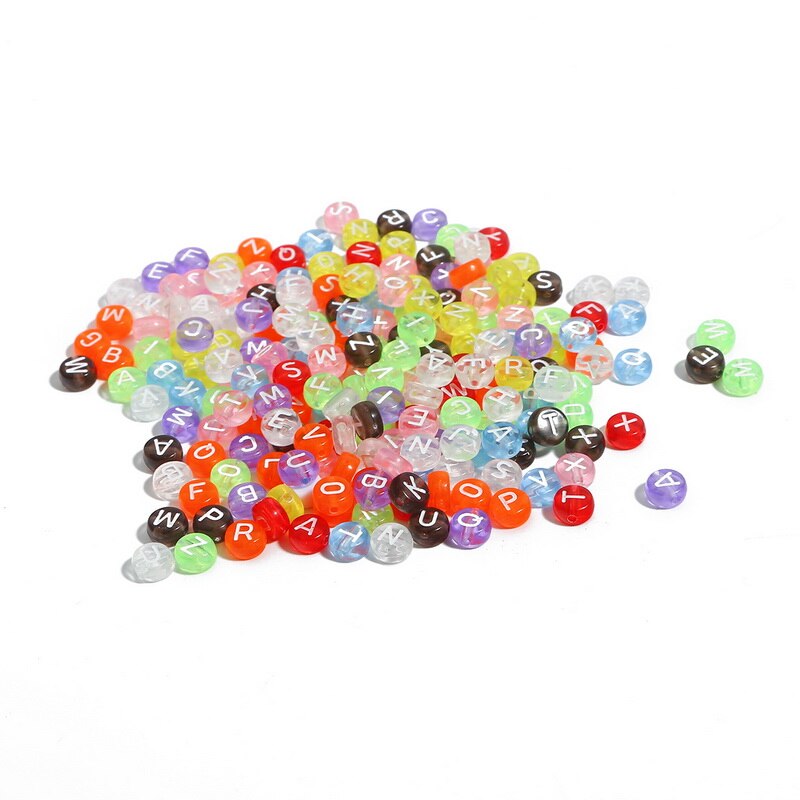 100 Pcs Manik-Manik Huruf Alfabet Warna Transparan Untuk Membuat Perhiasan Gelang Kalung