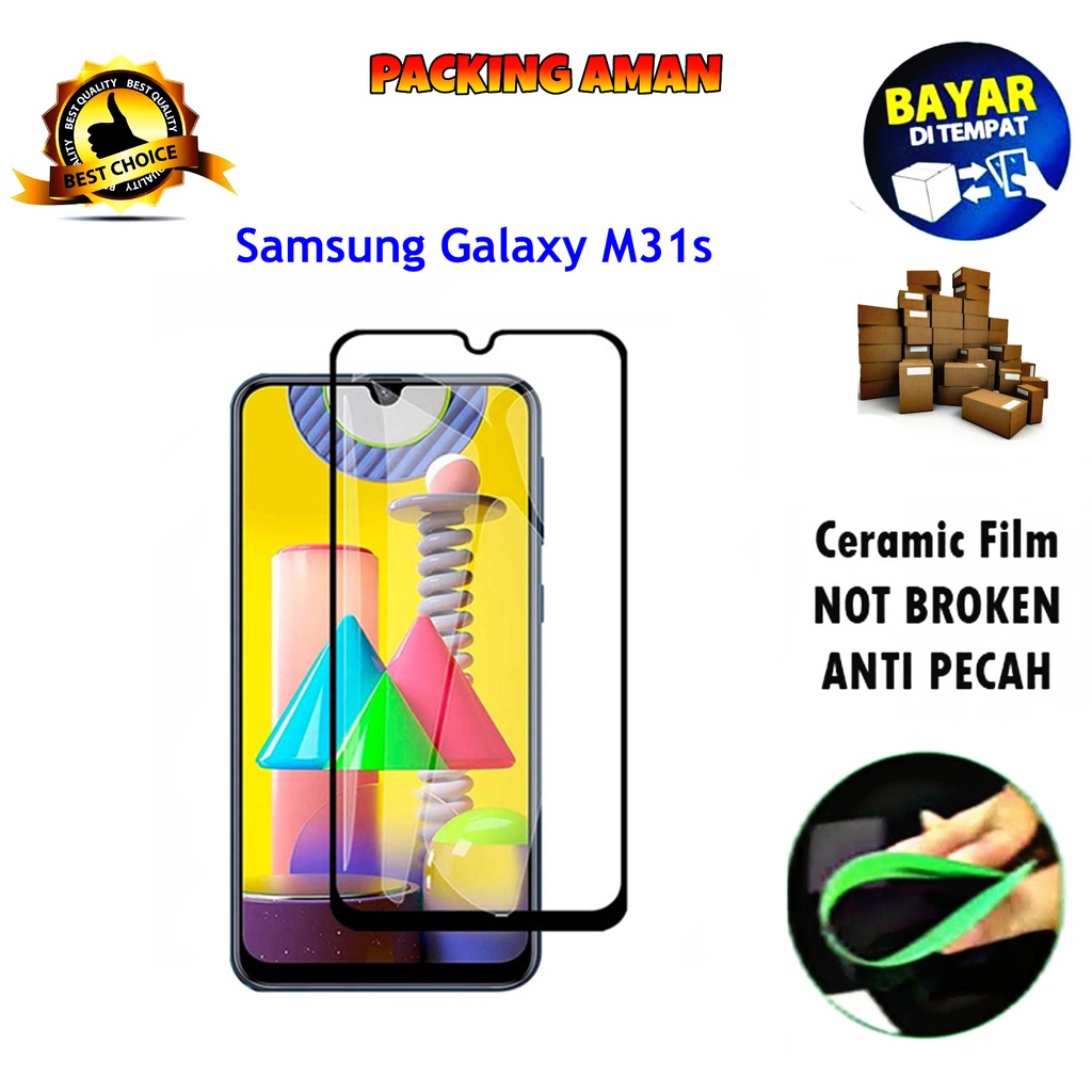 Tempered Glass Samsung Galaxy M31s FULL COVER FULL SCREEN Ceramic Film Anti Gores