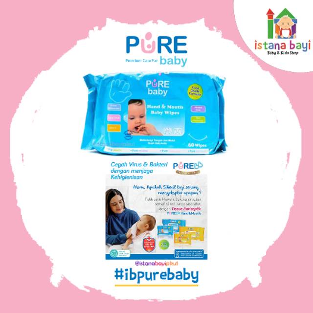 PureBb Wipes Hand and Mouth 60s Aloevera - Tisu Basah isi 2 Gratis 1