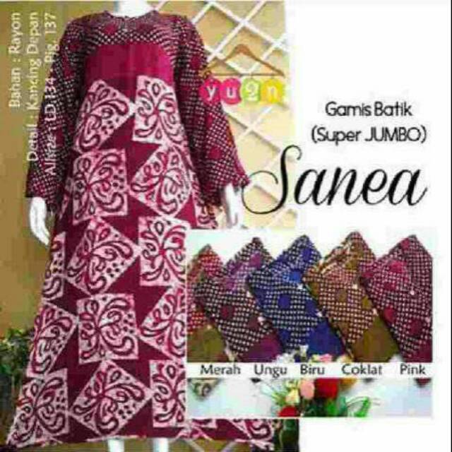 SUPER JUMBO BATIK DASTER MURAH ECER GROSIR GAMIS BATIK SUPER JUMBO SANEA