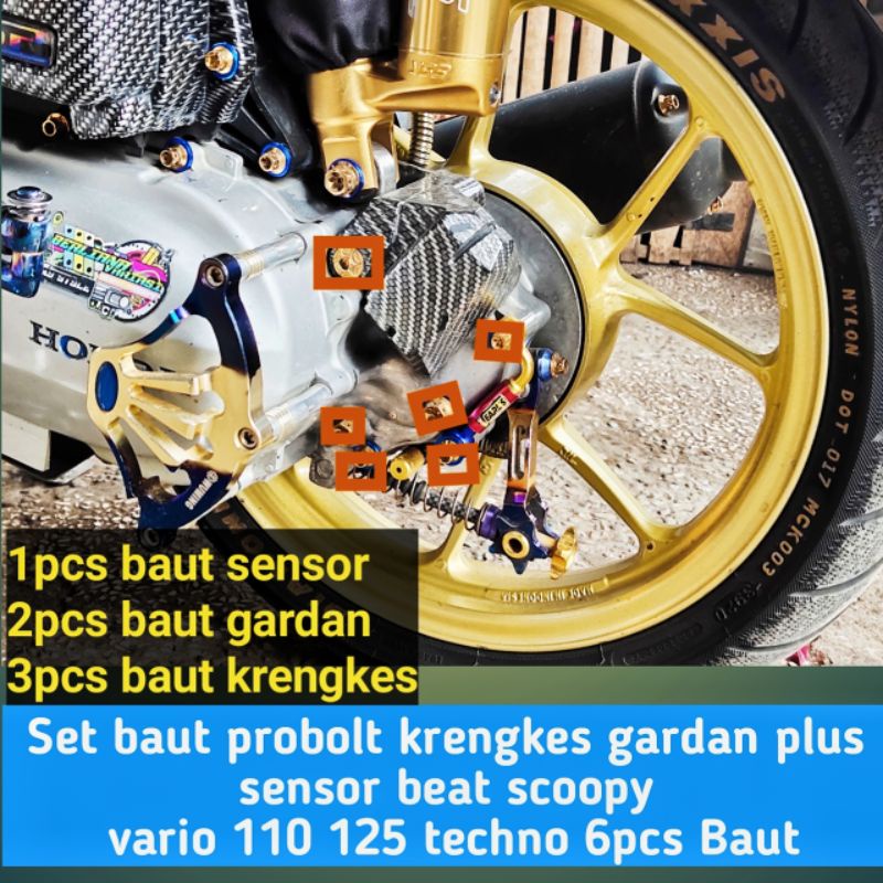 Set baut probolt KRENGKES GARDAN SENSOR Beat scoopy vario 110  Baut variasi baut crankcase beat cran