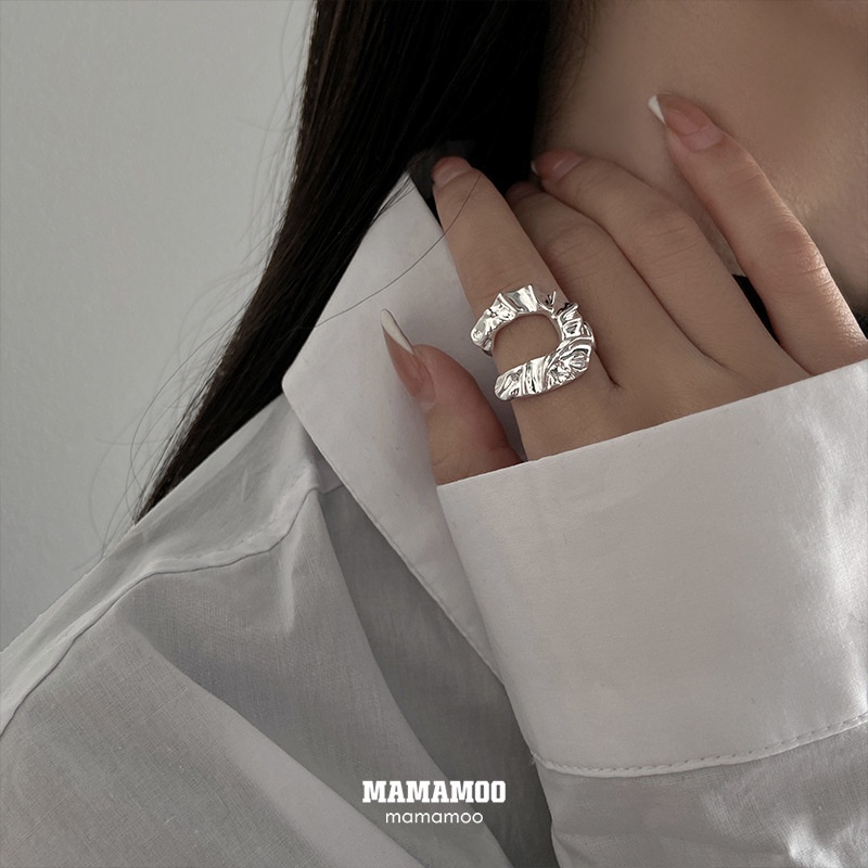 Cincin Model Terbuka Bentuk U Gaya retro hip hop Untuk Wanita