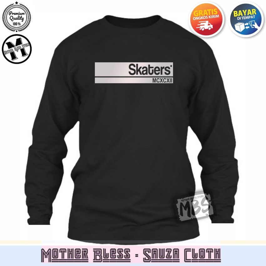 Kaos Distro T-Shirt Lengan Panjang Pria Dan Wanita 01 LOGO SKATERS SILVER Quality Premium
