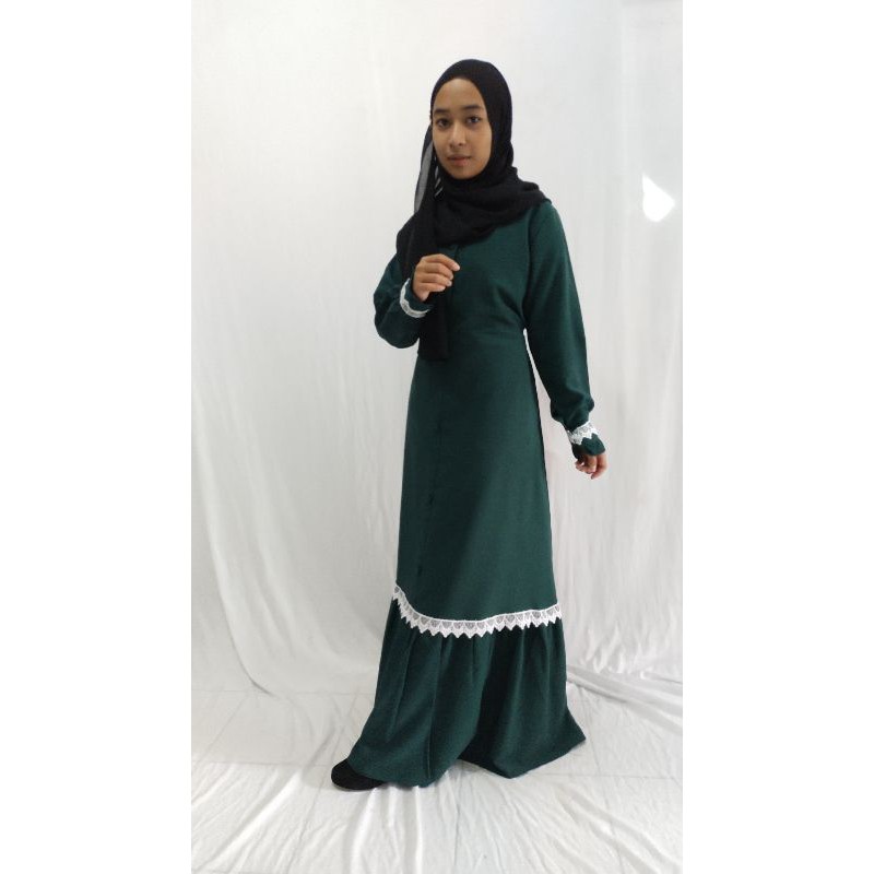 gamis syar'i umbrella renda putih | UmmuUnaFashion