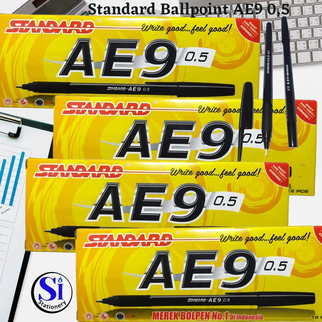 

Pulpen Standard AE9 0,5mm Asli/ Standard Pen AE9 0,5mm Original Per Lusin