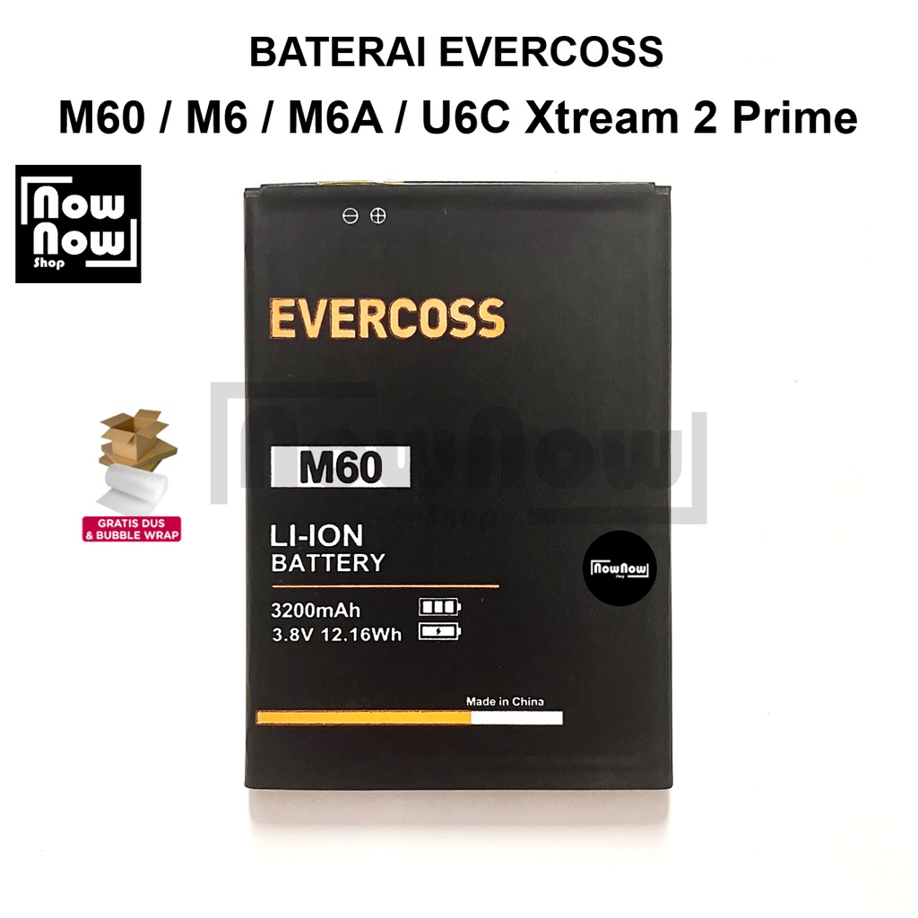 Baterai Evercoss M60 M6 M6A U6C Xtream 2 Prime Original Batre Batrai Battery Batere HP Evercos Cross