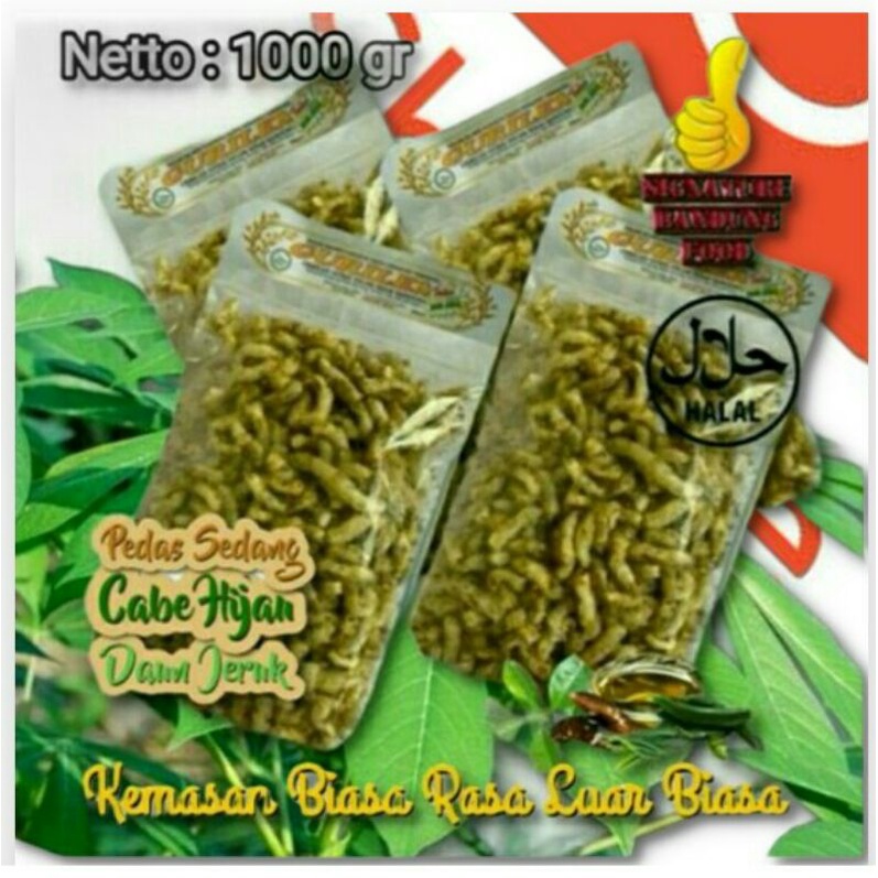 

1 Kg Gurilem Mantap Khas Bandung - Rasa Pedas Sedang Cabe HIJAU Aroma Daun Jeruk