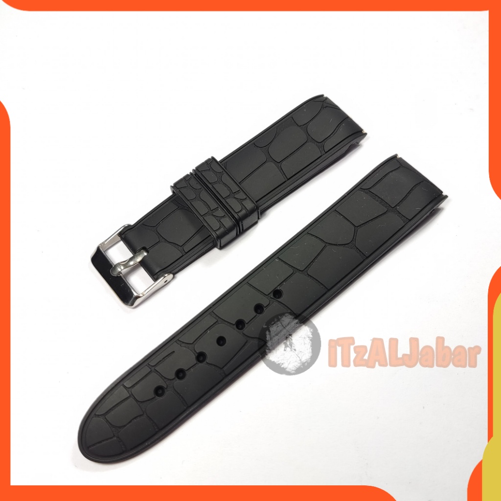 Tali jam tangan Karet 22mm Curved rubber strap WH125B Hitam