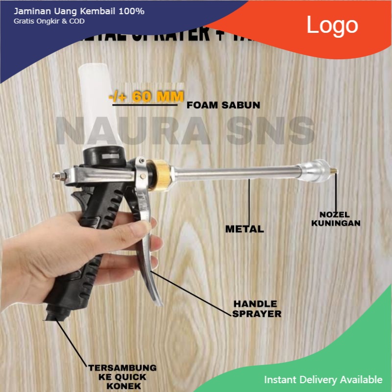 Stik Gun sprayer +Tabung sabun / Spray Gun jet +Nepel / semprotan air cuci steam motor mobil