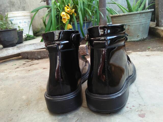 Sepatu pdh pria model tali hidup resleting hitam glos - pdh scurity - pdh TNI - pdh polisi - pdu pdl