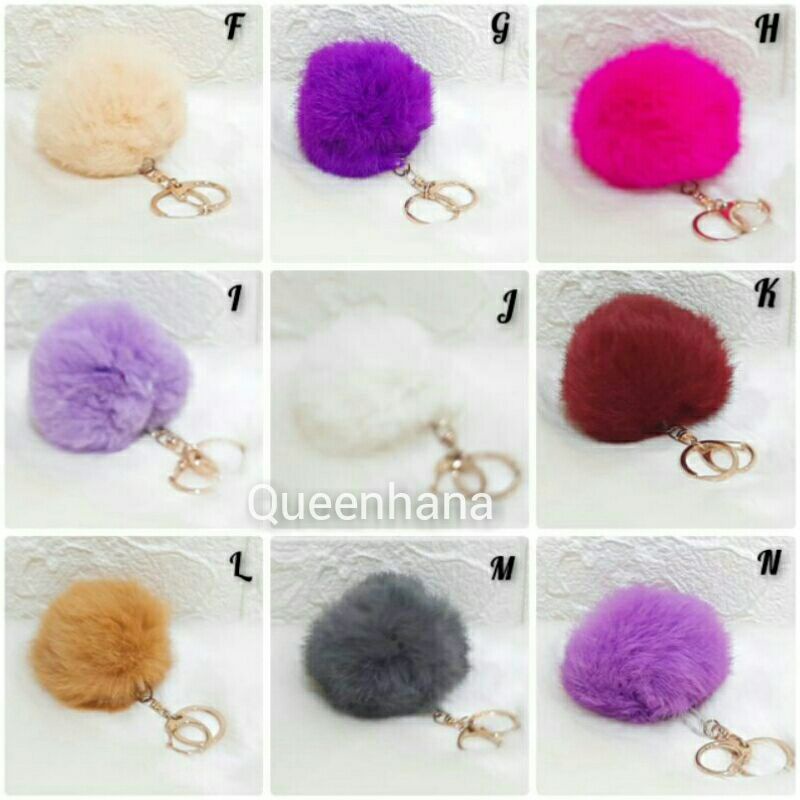 Gantungan Kunci Bulu Gantungan Tas Bulu Pompom