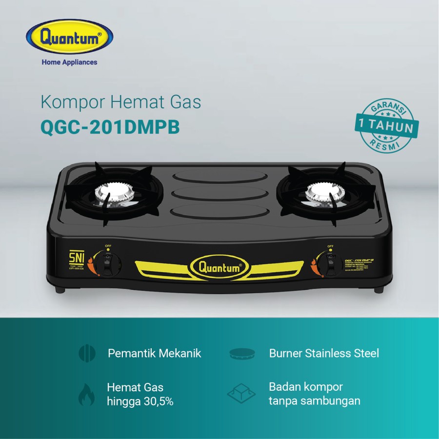 Kompor Gas Quantum 2 Tungku QGC 201 DMPB ORIGINAL