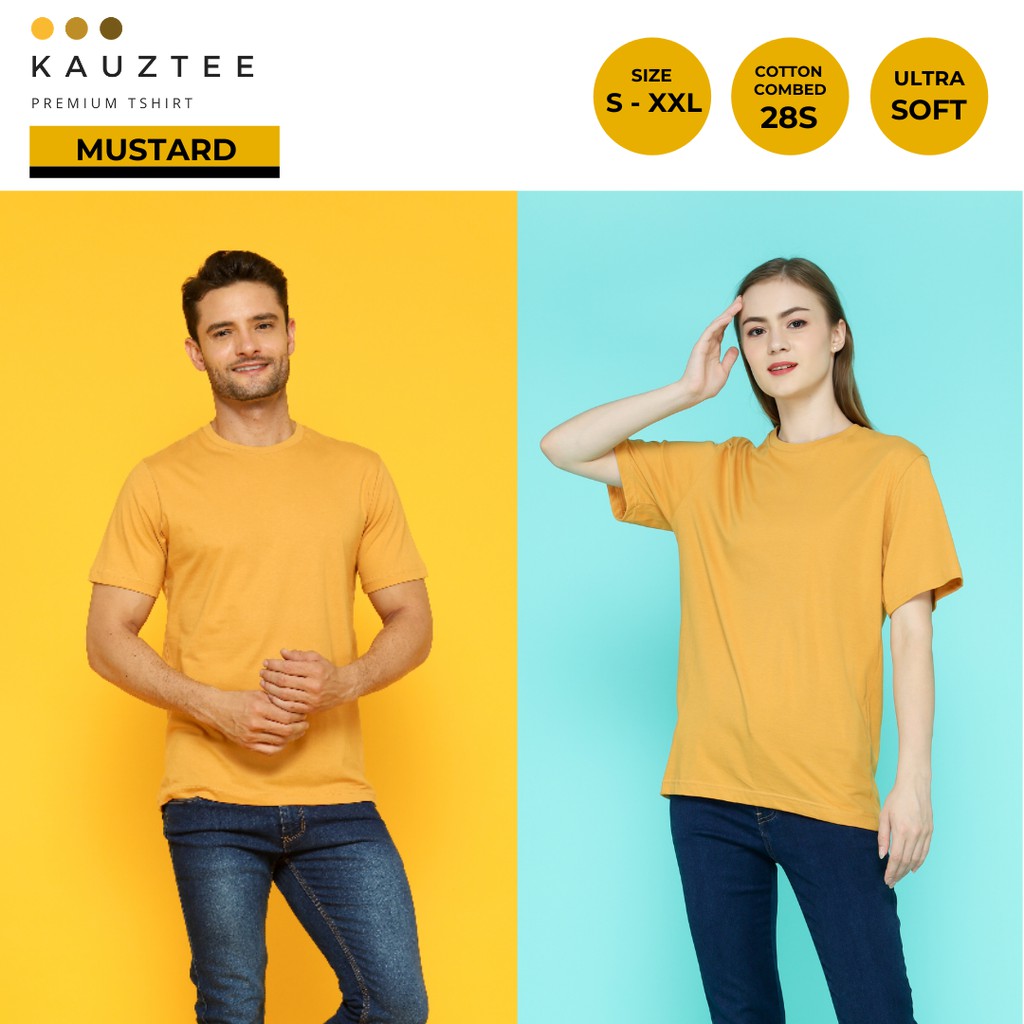 Kaos Tshirt Polos KAUZTEE Premium Tshirt Unisex 100% Cotton Combed 28s - Mustard