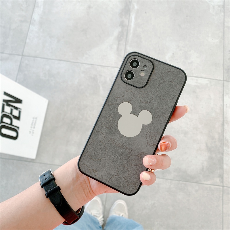 Leather mirror Mickey head case iphone 12 pro max 12mini 11pro max Xs max XR 7/8/se2020 7plus/8plus all-inclusive anti-fall protective cover casing iphone