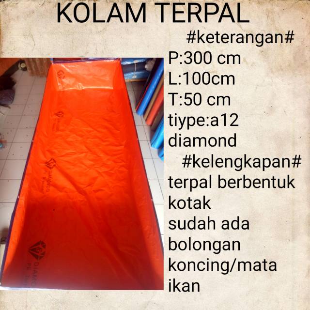 TERPAL KOLAM IKAN KOLAM LELE KOLAM MINI BAK AIR KOLAM CUPANG UK P:300cm L:100cm T:50cm tipa A12