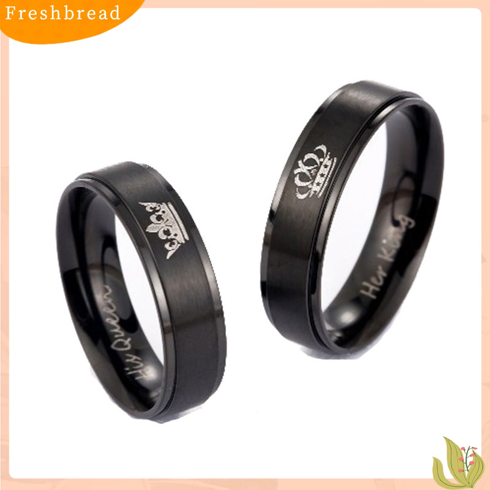 【Fresh】❀Titanium Steel His Queen Her King Crown Couple Ring Valentine's Day Jewelry Gift