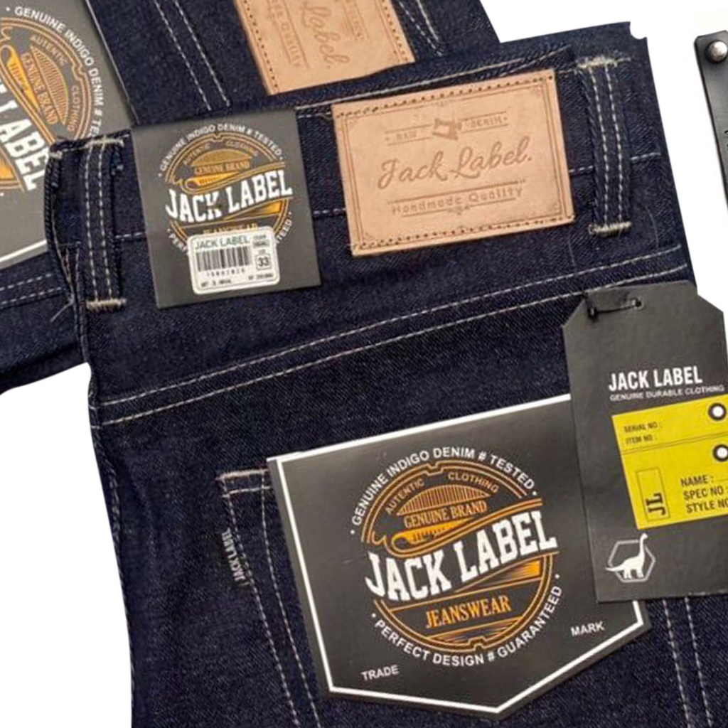 JACK LABEL - Denim Jeans Raw Original 15oz Tebal Jeans Panjang Pria Kualitas Distro Selvedge jeans ACCENT  non Streach tidak melar reguler jeans