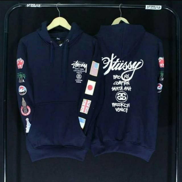 JAKET SWEATER STUSSY BROOKLYN NAVY/SWEATER HOODIE JUMPER PREMIUM