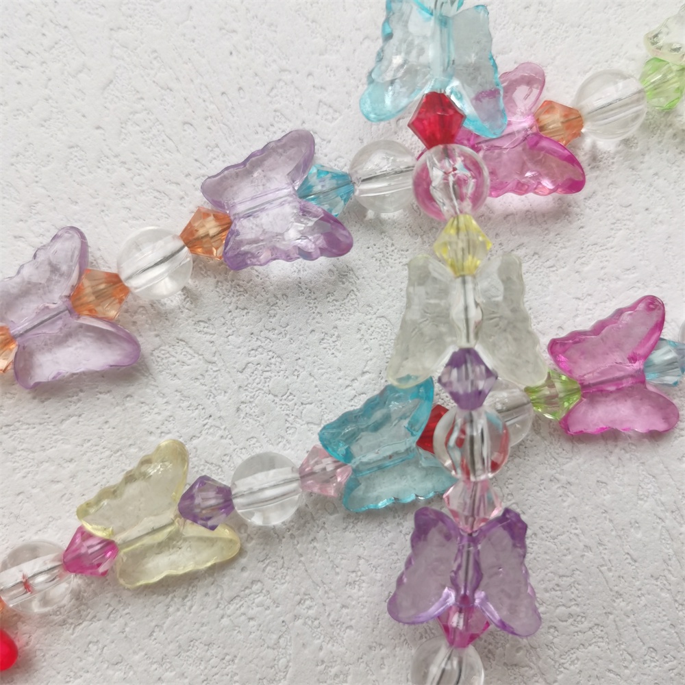 Gantungan Kunci Manik-Manik Kupu-Kupu Warna-Warni Bahan Akrilik Transparan Anti Hilang Untuk Ponsel