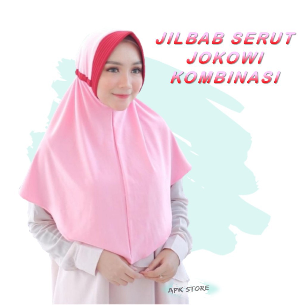 JILBAB SERUT JOKOWI ADIBA SERI WARNA 2 / HIJAB INSTAN SERUT JOKOWI KOMBINASI 2 WARNA