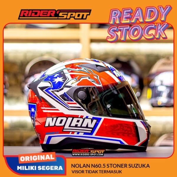 Jual parts Helm Motor Nolan N60.5 Stoner Suzuka 26 Full Face Helmet Origin Berkualitas