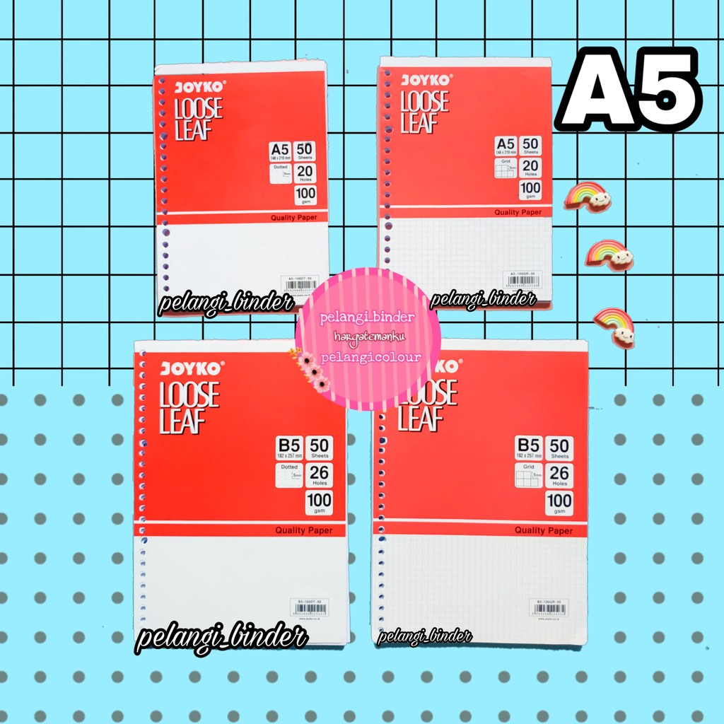 

Isi binder loose leaf grid dotted A5