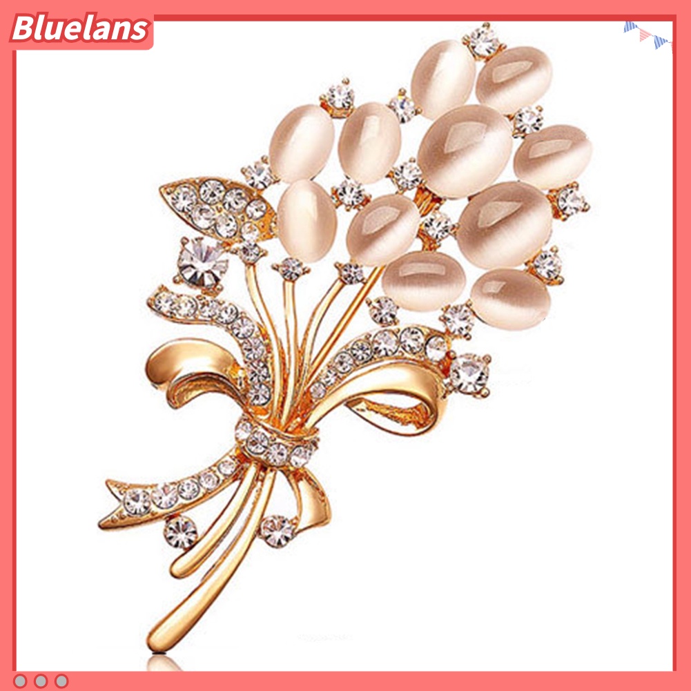 Bluelans Women Vintage Rhinestone Opal Wheat Flower Brooch Pin Dress Scarf Accessory