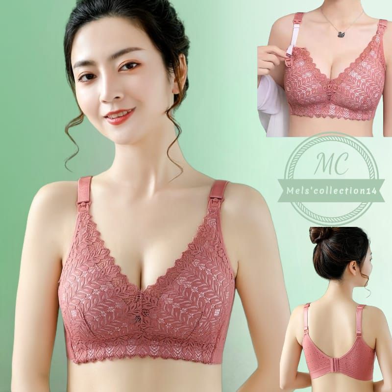 Bra menyusui busa bukaan atas brukat breathable Bh menyusui busa tanpa kawat fashionable