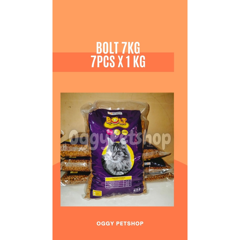 BOLT Makanan Kucing Kemasan 7 Kg (1 Kg x 7 pcs) khusus GRAB/GOJEK