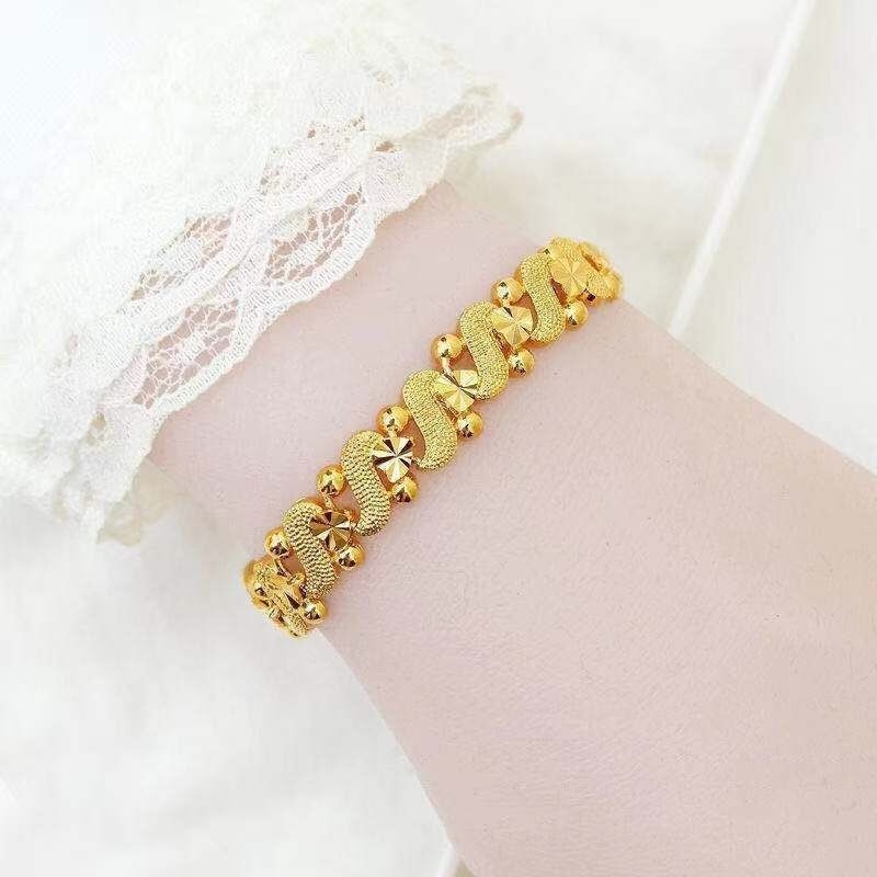 Gelang Tangan Wanita Desain Bunga Hati Untuk Pernikahan Gelang Emas 18K